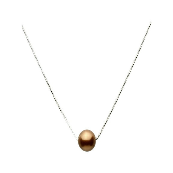 10mm Simulated Pearl Station Sterling Silver Box Chain Necklace Adjustable 16" 2" Extender