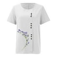 thumbnail image 4 of Liquidation! Uooqdmx Chemises en Lin pour Femmes, Chemises à Manches Courtes pour Femmes, Hauts Fluides pour Femmes, Blouse Col Rond Décontractée Coupe Ample Tunique, Hauts en Gaze pour Femmes, Blanc 4TG, 4 of 4