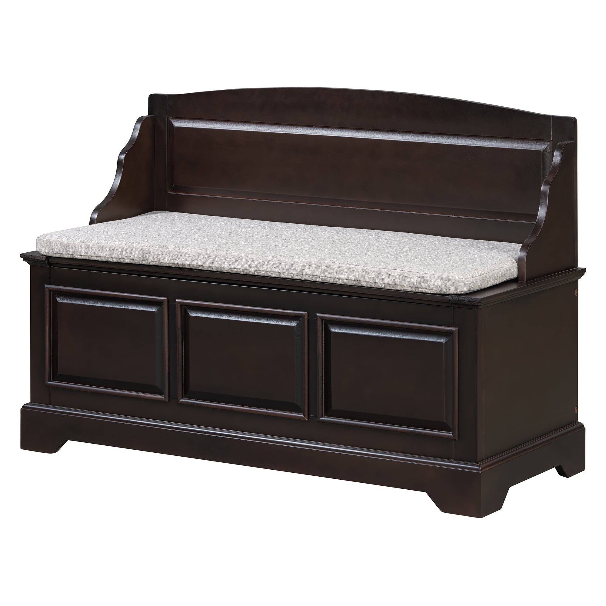Shoe Bench, Retro Shoe Storage Bench with Soft-Close Devices, Hidden Storage and Cushion for Entryway, Hallway, Living Room (Espresso)