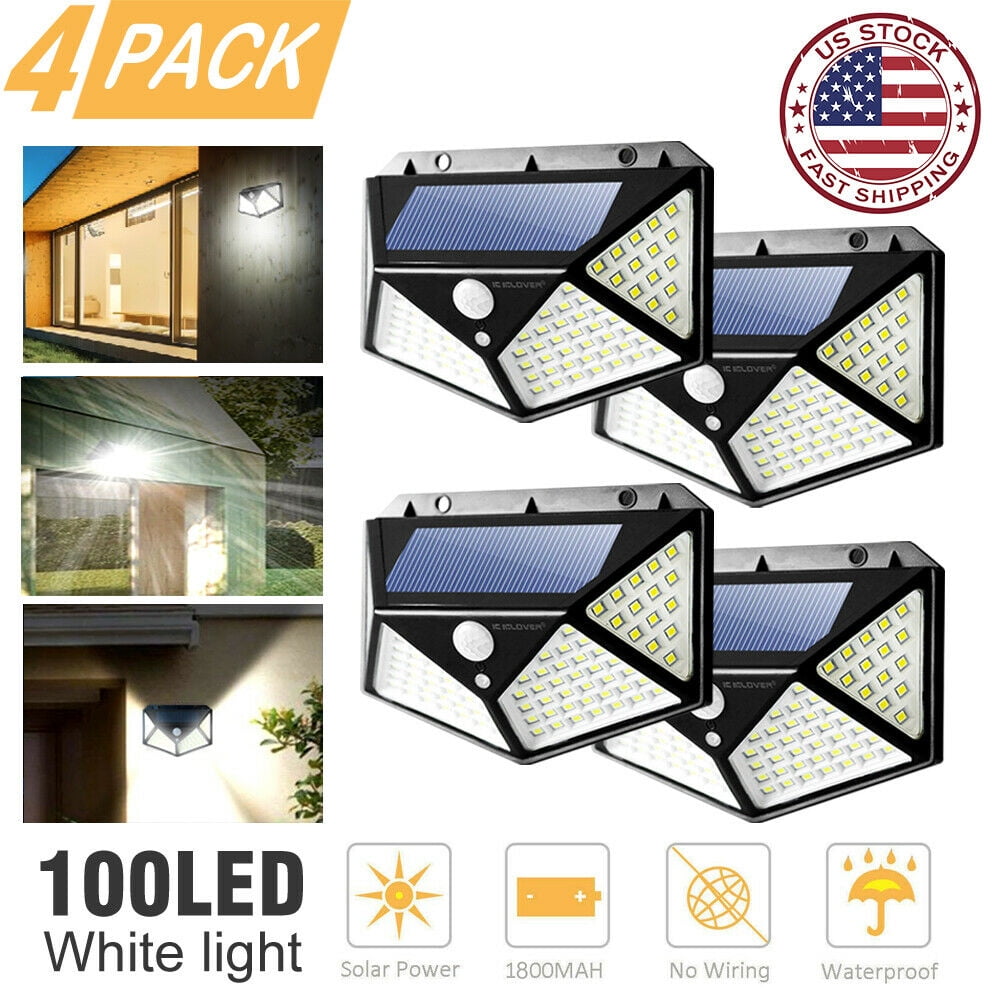 LED Solar Wall Pack Outdoor Solar Lights [4 Pack],IClover Solar Wall Lights 100 LED Outdoor