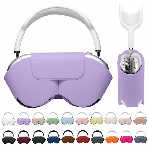JunQiDong for Apple Airpods Max Smart Case Cover, Soft PU Leather Protective Cover Accessories for Airpod Max with Sleep Mode, Anti-Dust Travel Carrying Case for Airpods Pro Max Headphones, Purple