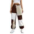 thumbnail image 5 of Nmnitkp Women's Color Block Joggers Sweatpants with Pockets Drawstring Elastic Waist Loose Fleece Winter Athletic Pants for Workout Lounge Casual Daily Wear Brown,S, 5 of 6