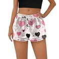 thumbnail image 3 of Womens Pajama Shorts Heart Print Flannel Bottoms Drawstring Waist Lounge Casual Comfy Spring Sleep Shorts 2025 XL Polyester, 3 of 3
