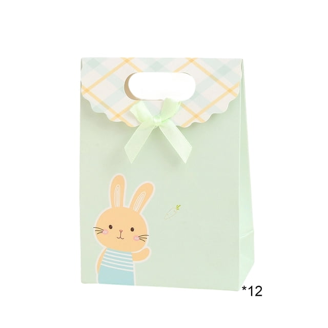 Bolsa de Regalo de Cumpleaños Pequeña 12 Piezas de Huevo de Conejo de Pascua con Patrones Bolsas Decorativas Decoración de Vacaciones 16x12x6cm Cuatro Estilos Disponibles