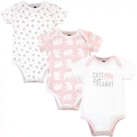 UPC: 0660168583519 | Hudson Baby Infant Girl Cotton Bodysuits 3pk  Pink Elephant  9-12 Months
