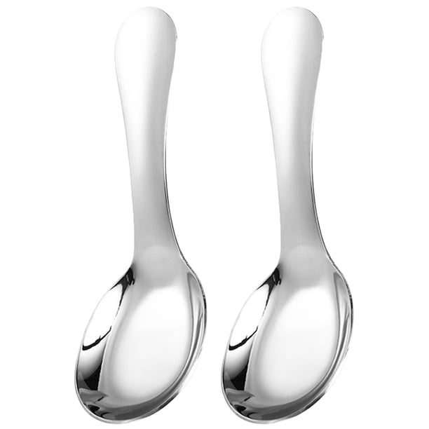 BRIGHTFUFU 2 piezas para niños cucharas niños cucharadas de sopa inoxidable cena cucharas cucharas de postres cucharas de arroz
