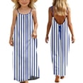 thumbnail image 2 of HAOTAGS Girls Striped Dresses,Summer Drawstring Cami Beach Cover Gown Tank Maxi Dress Blue 11-12, 2 of 9
