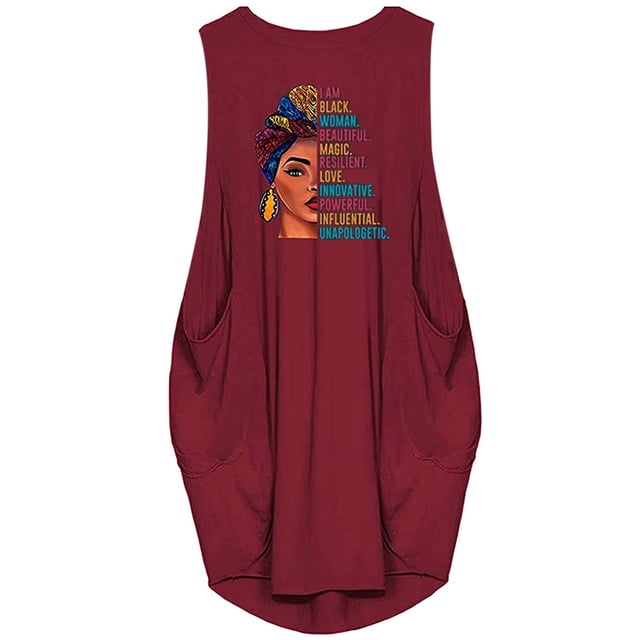 Leutsin Robe Maxi d'Été pour Femme Sans Manches, Ample, à Imprimé, avec Poches, Col Rond, Décontractée, Mi-Mollet, Grande Taille