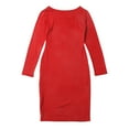 thumbnail image 2 of Mialoley Women Dress Solid Color Long Sleeve Rectangle Neck Low Chest Slim Outfit, 2 of 5