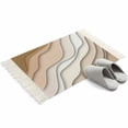 thumbnail image 4 of Beige Ombre Bathroom Rug 2'x3', Modern Geometric Abstract Aesthetic Cream Low Profile Front Entryway Rug with Tassels, Woven Cotton Washable Kitchen Mat Carpet for Foyer Bedroom Back Door Decor, 4 of 9