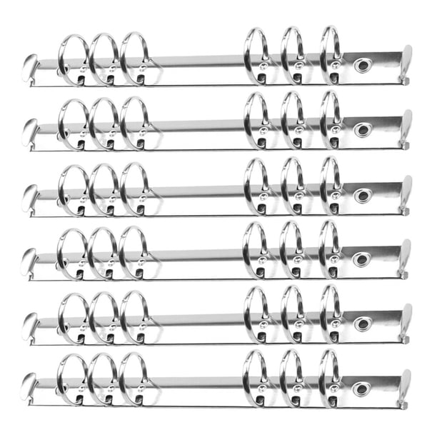 BRIGHTFUFU 12Pcs A5 2cm Metal Loose Leaf Binder Album Album Scrapbook Clips Anillos 6 agujeros Metal Ring Binder Stationery Office Supply (Silver)
