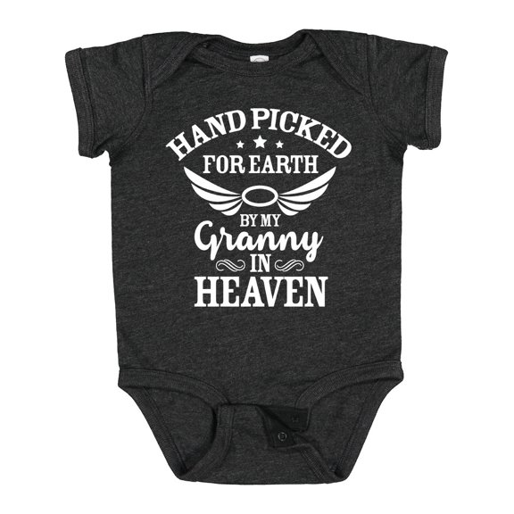 Inktastic Handpicked for Earth by My Granny in Heaven with Angel Wings Boys or Girls Baby Bodysuit