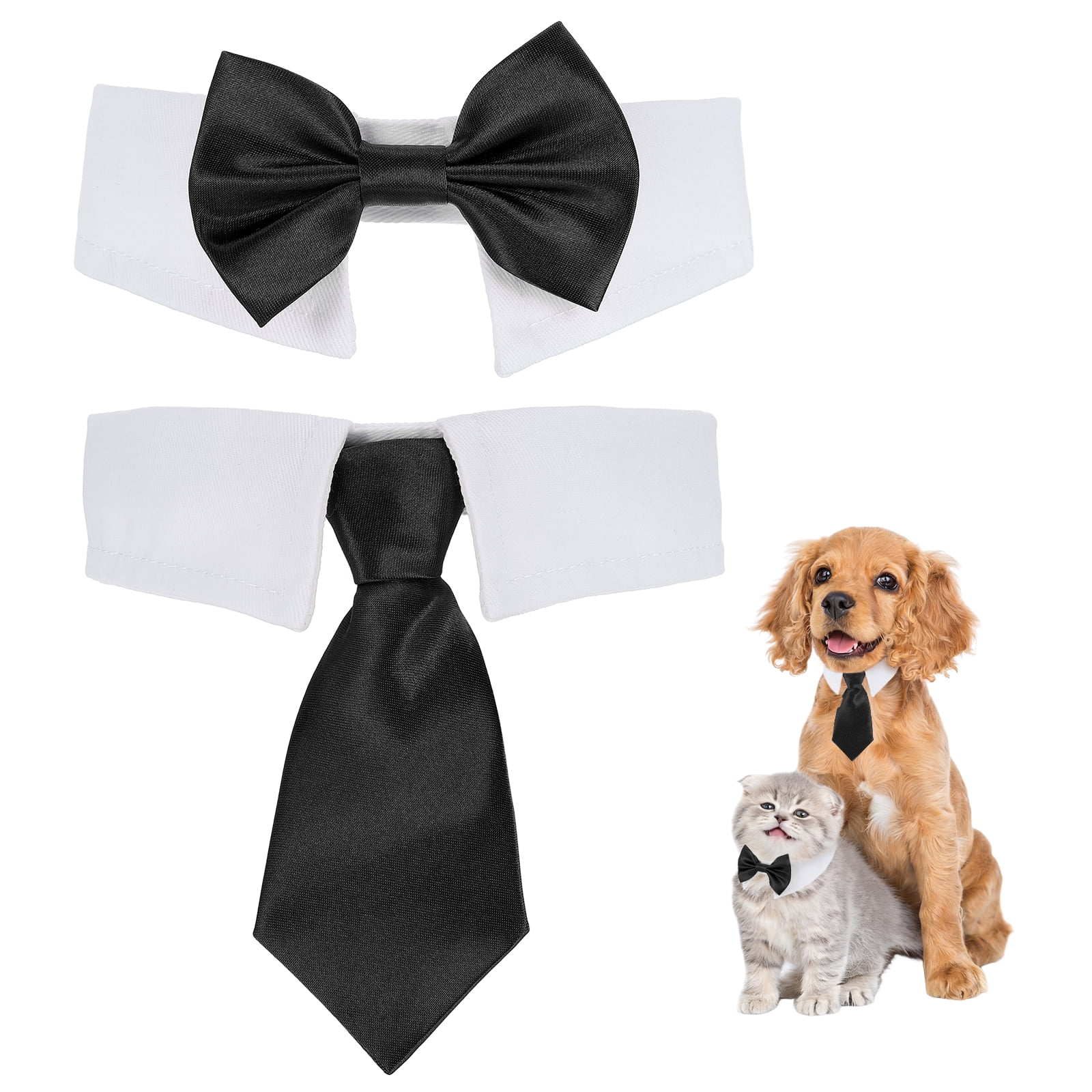 Uxcell Cat Tie Collar Cat Tuxedo Wedding Bowtie (Black Size S) Adjustable Hook and Loop Dog Ties and Bows Tuxedo Dog Collar Formal Necktie for Small Pet Photography Wedding Birthday Party
