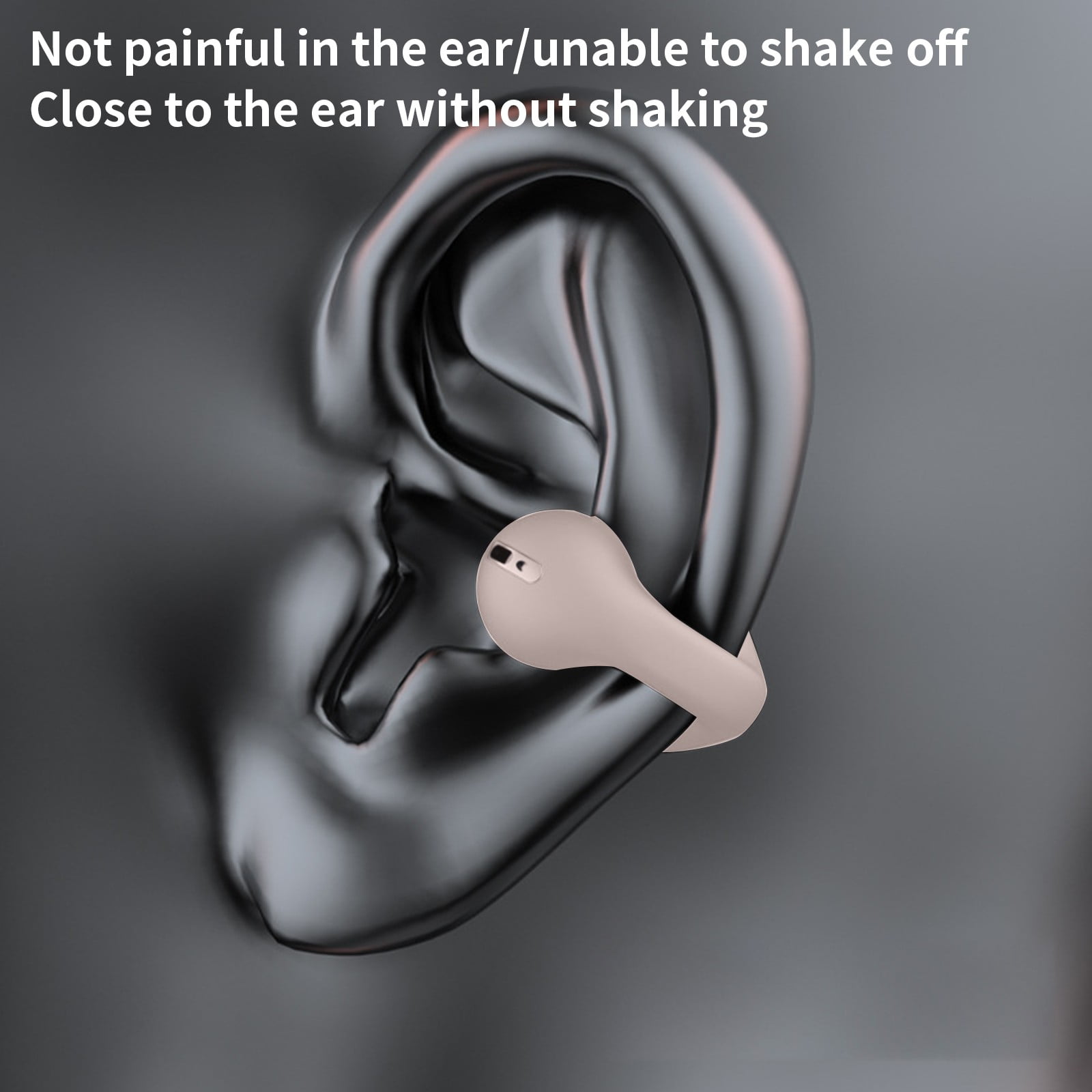 Open Ear Headphones with Mic, Bluetooth Headset with Microphone, Dual Connect Bluetooth 5.3 Headset with AI Noise Cancelling Mic & Mute Function, Wireless Headset for Work, Sports, Drive(Beige)