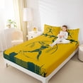 thumbnail image 4 of Homewish Ball Sports Athlete Full Size Sheets, Cartoon Baseball Player Bed Sheets, Teen Kid Child Sheet Sets, Yellow Green Breathable Home Decor, 4-Piece, 4 of 7
