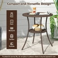 thumbnail image 4 of Costway Table Bistro Rond de Patio 25,5 Po en Osier PE avec Dessus en Verre Trempé et Tablette de Rangement, 4 of 10