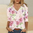 thumbnail image 2 of Womens 3/4 Sleeve Tops Plus Size Print Casual V Neck Tunic Tops Basic Tees Blouses, 2 of 5