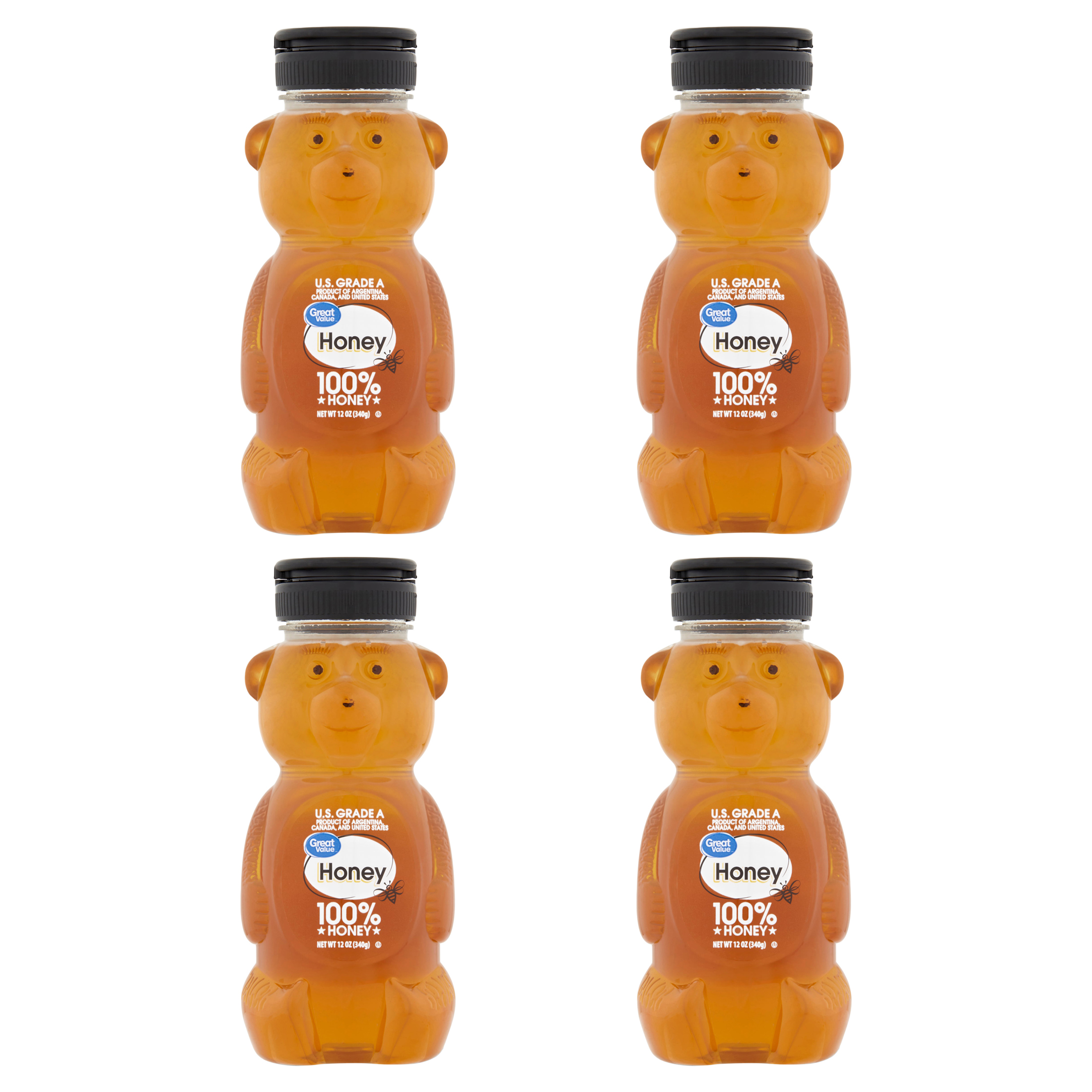 (4 pack) Great Value Honey, 12 oz