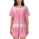thumbnail image 1 of Fotbe Sparkly Pink Glitter Conjunto de Pijama Estampado para Mujer, 2 Piezas, Ropa de Dormir con Camiseta de Manga Corta y Shorts Suaves-Large, 1 of 6