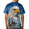 thumbnail image 5 of LAOLIUSN Bald Eagle Wolf Graphic Crew Neck Short Sleeve T-Shirt, Men's, 5 of 7