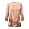 thumbnail image 2 of Qeaghou Womens 3/4 Sleeve Tops And Blouses Dressy Casual Crewneck Loose Summer Tops Floral Print Three Quarter Length Tunics Clearance, 2 of 4