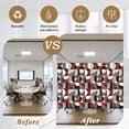 thumbnail image 5 of Red Grey Window Privacy Film, Abstract Retro Middle Century Geometric Art Static Cling UV Sun Blocking Heat Control Window Tint, Non-Adhesive One Way Windows Privacy Cover 17.7''x78.7'', 5 of 7