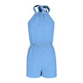 thumbnail image 6 of Yuhangmm Womens Rompers for Summer, Elegant Sleeveless One Piece Outfit with Tie Detailing Casual Summer Style Sky Blue XXL, 6 of 7