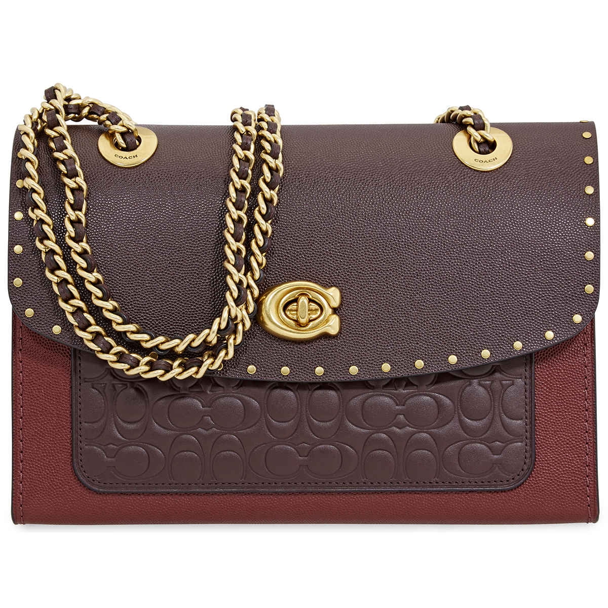 coach parker in signature leather with rivets