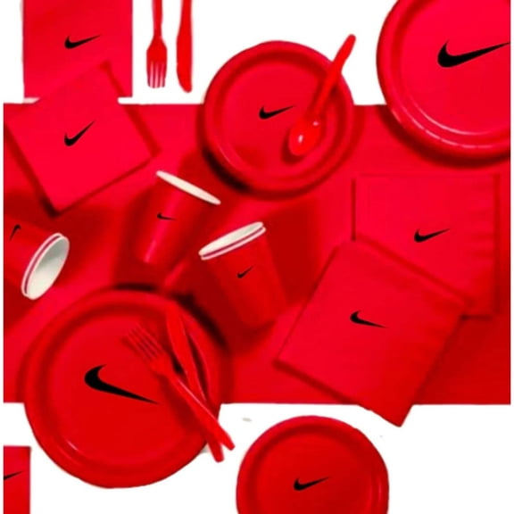 Custom Sw00sh Party, Birthday Party Dinnerware Set of 60 total pieces-Red  Black