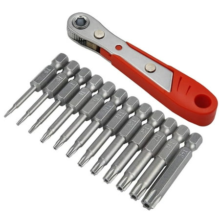 

GLFILL Hexagon Ratchet Spanner With 12Pcs T5-T40 Magnetic Torx Screwdriver Bits Set