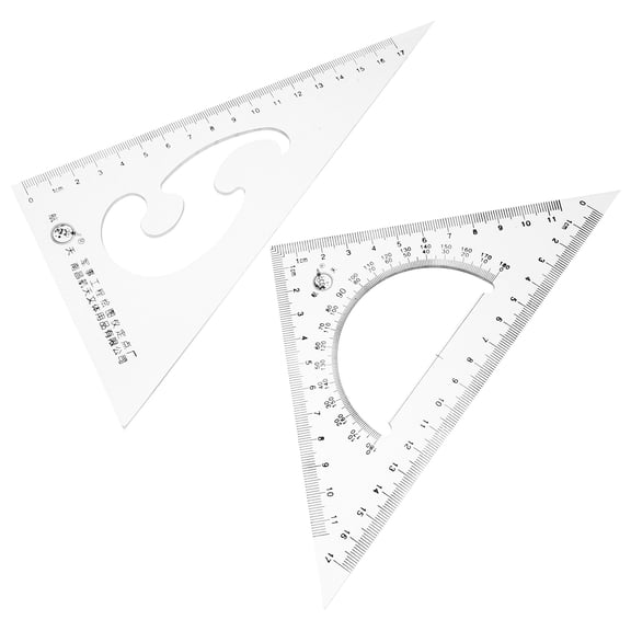 2pcs Triangle Ruler Set Drafting Measuring Tool with Right Angle Protractor Drawing Ruler