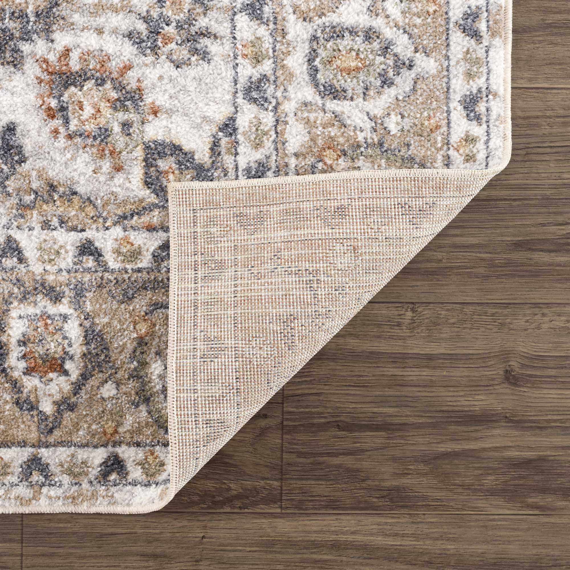 Hauteloom Hiti Living Room, Bedroom Machine Washable Area Rug - Traditional Oriental Medallion Carpet - Brown, Black, Cream - 7'10" x 10'