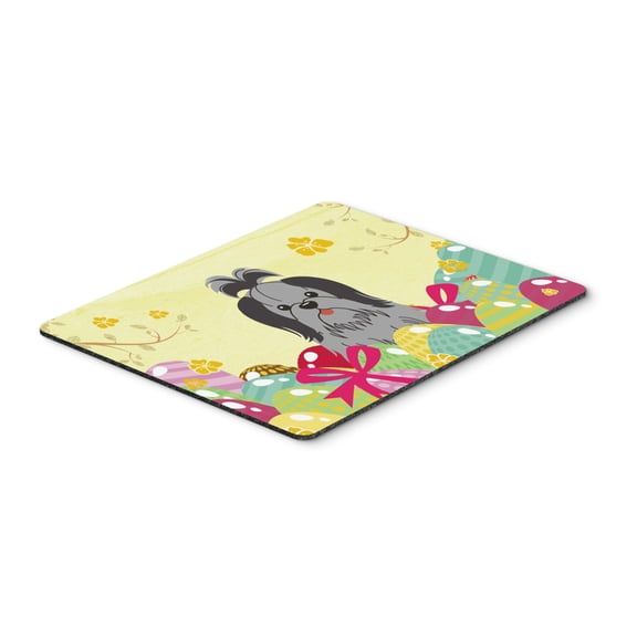 Carolines Treasures BB6089MP Easter Eggs Shih Tzu Black Silver Mouse Pad Hot Pad or Trivet Large multicolor