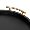 thumbnail image 6 of Kate and Laurel Halsey Decorative Wooden Round Tray with Polished Metal Handles, 16 Inch Diameter, Black and Gold, Modern Glam Wood Circle Serving Tray for Use as Ottoman or Coffee Table Decor, 6 of 9