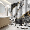 thumbnail image 2 of 4Pcs Bathroom Sets with Shower Curtain and Rugs, Marble Bathroom Shower Curtain Sets, Black White Gold Modern Art Bathroom Sets with Rugs and Accessories, 2 of 9