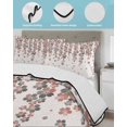thumbnail image 4 of Quilts Full Size Bedding Set, Spring Floral Lightweight Quilted Comforter, Red Gray Cherry Flowers Blossom Beige Soft Reversible Bedspread Coverlet with Pillow Covers for All Season, 78" x 90", 4 of 7
