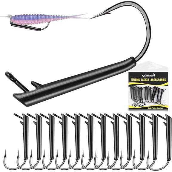 Dovesun 12PCS Ozark Rig Fishing Hooks Weedless Jig Heads for Fishing, 3/0 Texas Rig Hooks Jig Heads for Saltwater & Freshwater 1/8 OZ 1/4 OZ 3/8 OZ
