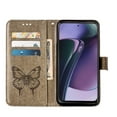 thumbnail image 5 of Motorola Moto G Stylus 5G (2023) Case, Magnetic Folio Butterfly Embossed Patterned Wallet Case, Premium PU Leather with Wrist Strap Credit Card Holder Slots Kickstand Shockproof Cover, Gray, 5 of 6