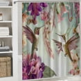 thumbnail image 6 of Orinice Bird Shower Curtain, Floral Bird Shower Curtain, Leaf Shower Curtain Waterproof Polyester Fabric Shower Curtain Set with 12 Hooks Bathroom Decor, 72x72 Inches (02) 36x72, 6 of 7
