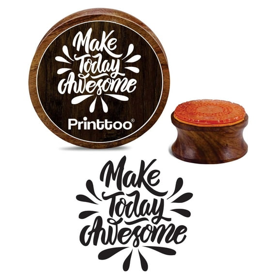 Printtoo Craft Textile Stamp Make Today Awesome Round Wooden Rubber Stamps Scrap-booking-5 Inch