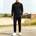 thumbnail image 4 of Zpanxa Boys' Clothing Sets Red Full Zip Track Jacket and Jogger Pants with Side Stripes Sportswear Soccer Training Uniform for Kids Black 9-10 Years, 4 of 8