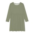 thumbnail image 6 of Fjofpr Girls Clothes under $10 Girls Long Sleeve Solid Color Stretchy Dress A Line Twirly Skater School Recital Dress（4Y-14Y), 6 of 9