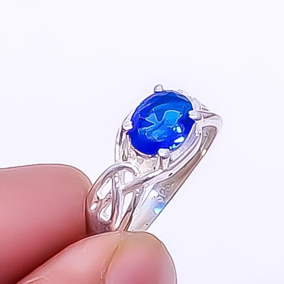London Blue Topaz 925 Sterling Silver Solitaire Ring s.6 R7645-47, Christmas Gift, Gemstone Silver Jewelry, Topaz Ring, New Year Sale