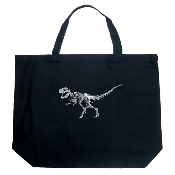 LA Pop Art Large Word Art Tote Bag - Dinosaur T-Rex Skeleton