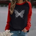 thumbnail image 2 of Moda mujer primavera otoño Color a juego manga larga cuello redondo suelto Casual camisetas Pompotops  gfhjh18625, 2 of 6