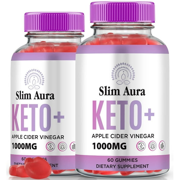 (2 Pack) Slim Aura Keto ACV Gummies, SlimAura Keto Plus ACV Gummys , Official Slim Aura Keto ACV Gummies, Premium Apple Cider Vinegar, All Natural Formula, 525mg Gomitas (120 Gummies)