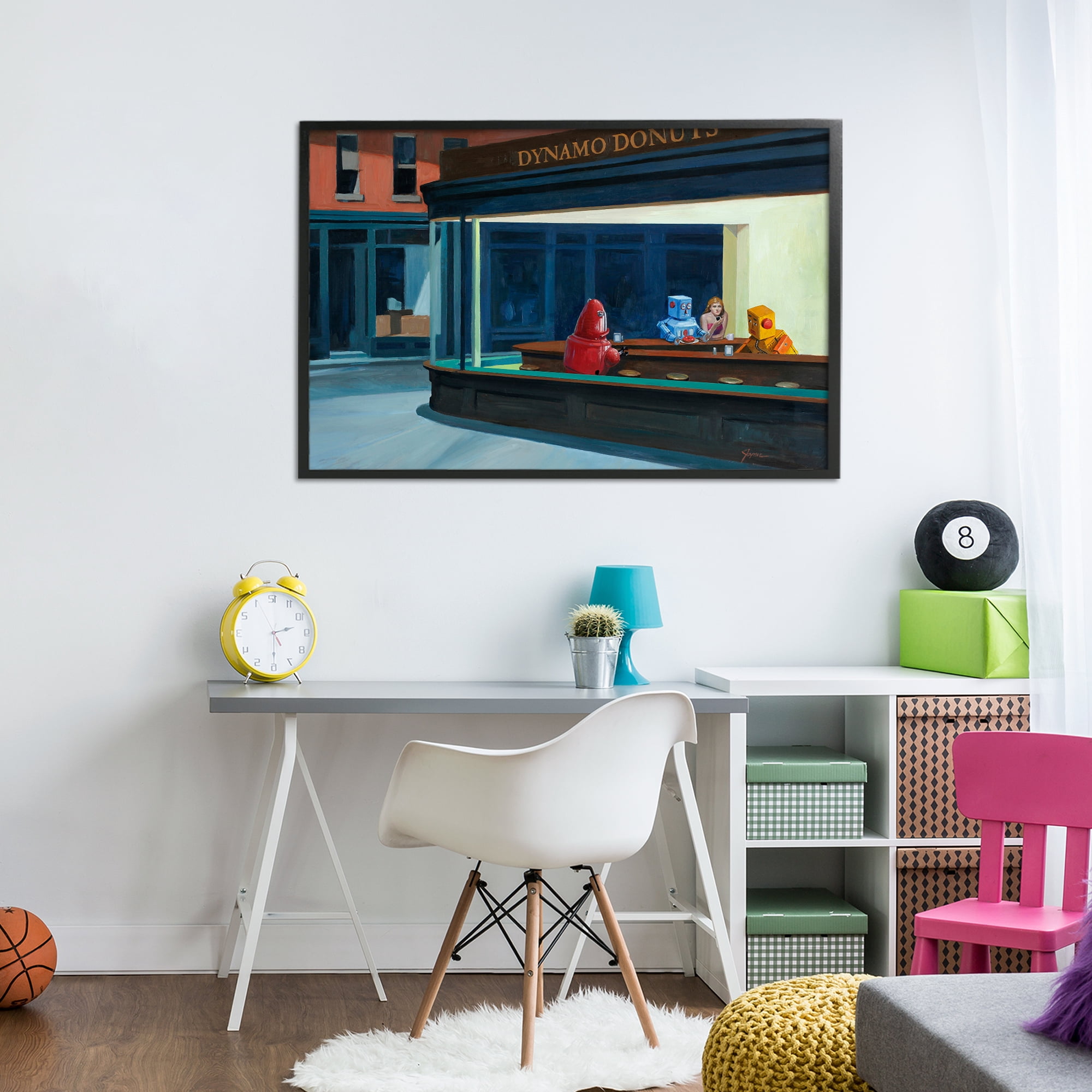 Stupell Industries Robots in Donut Shop Black Framed Giclee Art, design by Eric Joyner