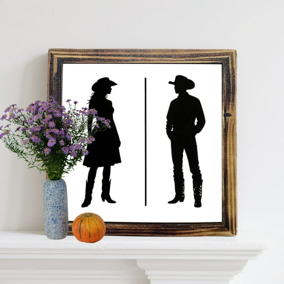 Western Bathroom Decor Southwestern Cowboy Wall Art Wooden Restroom Signs Country Half Bath Shelf Table Rustic Home Decoration