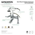 thumbnail image 4 of Aqua Vintage AE103T2BAL Heirloom 7" Center Deck-Mount Clawfoot Tub Faucet with Hand Shower, Polished Brass, 4 of 5