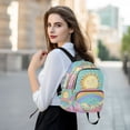 thumbnail image 6 of FORMRS Mini Backpack Purse for Women Travel Daypack Casual Shoulder Bag, Retro Blue Rainbow, 6 of 7